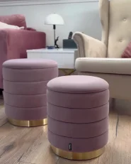 Set di 2 pouf contenitore GARLAND Velluto Rosa_1055316
