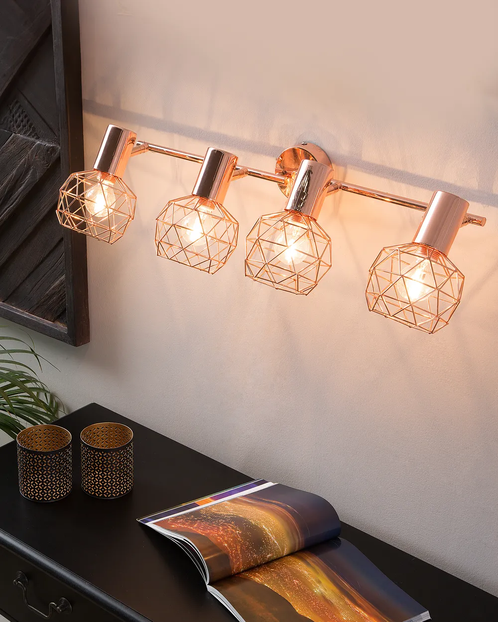 Lampa spot 4-punktowa CHENAB Regulowana Metal Miedziany
