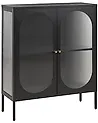 Glass Display Sideboard SARRE 90 cm Metal Black