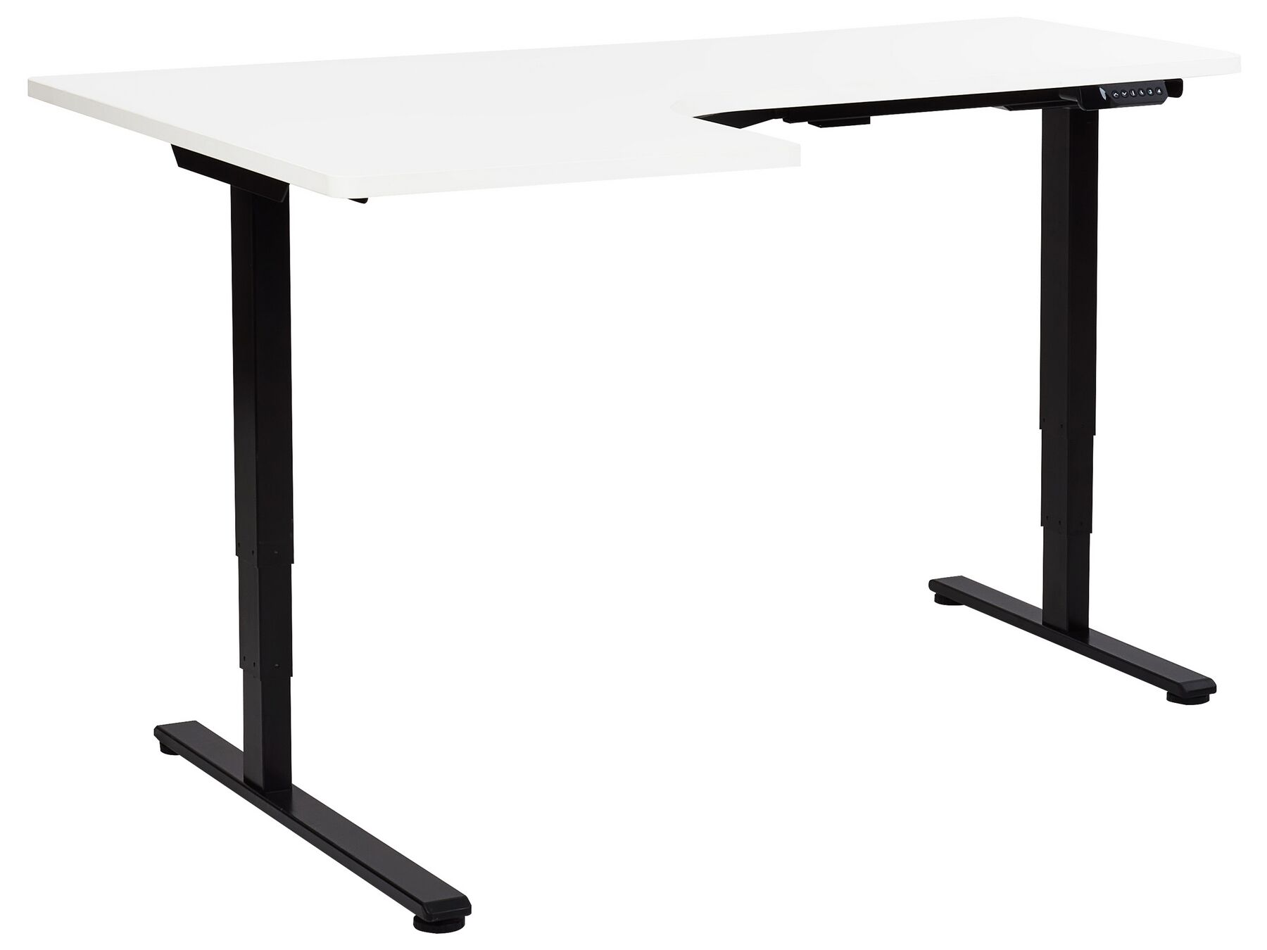 Electric Adjustable Left Corner Desk 160 x 59 cm Black and White DESTINES _927803