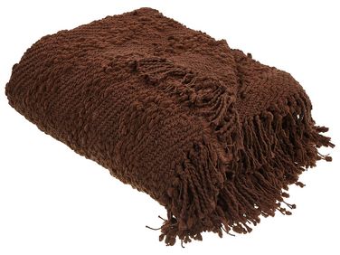 Cotton Blanket 200 x 220 cm Brown VELLA