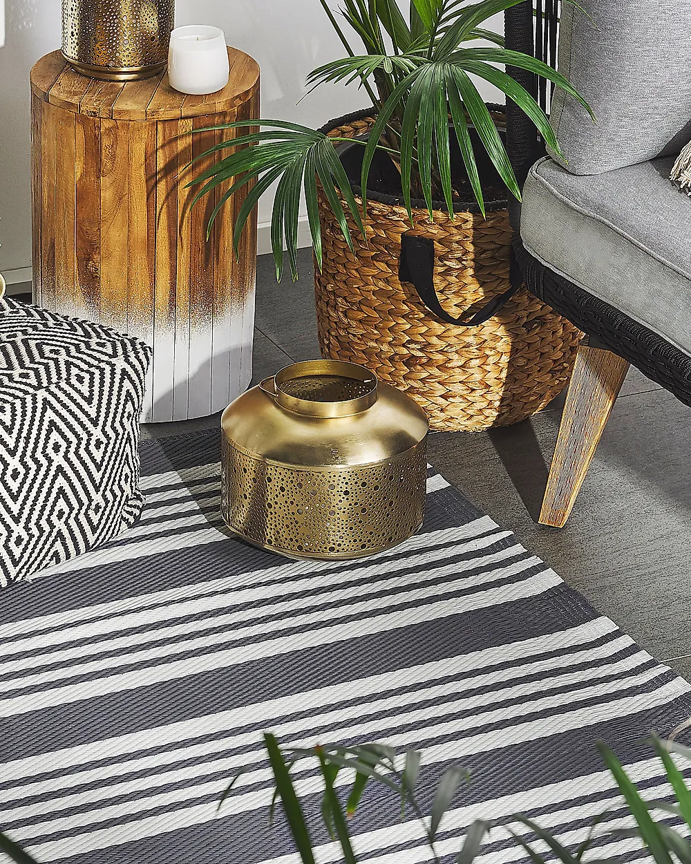 Outdoorteppich DELHI Schwarz 120 x 180 cm_1177845