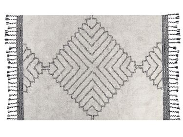 Teppich Baumwolle weiß / schwarz 140 x 200 cm geometrisches Muster Kurzflor ERAY