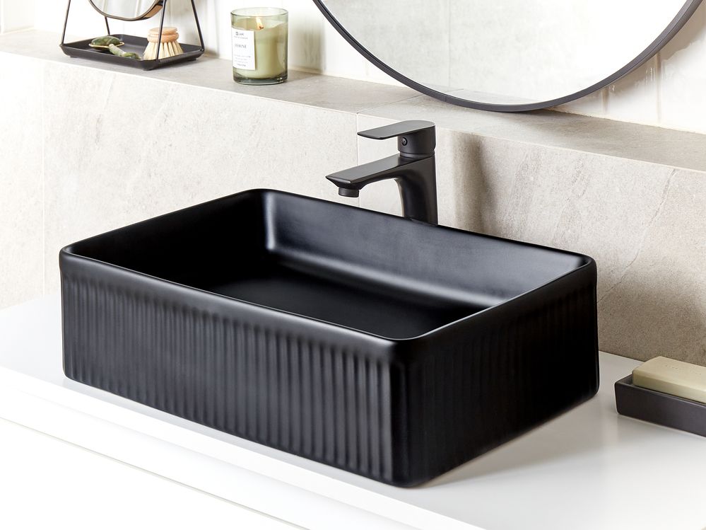 Countertop Basin GELDO 500 x 340 mm Ceramic Black