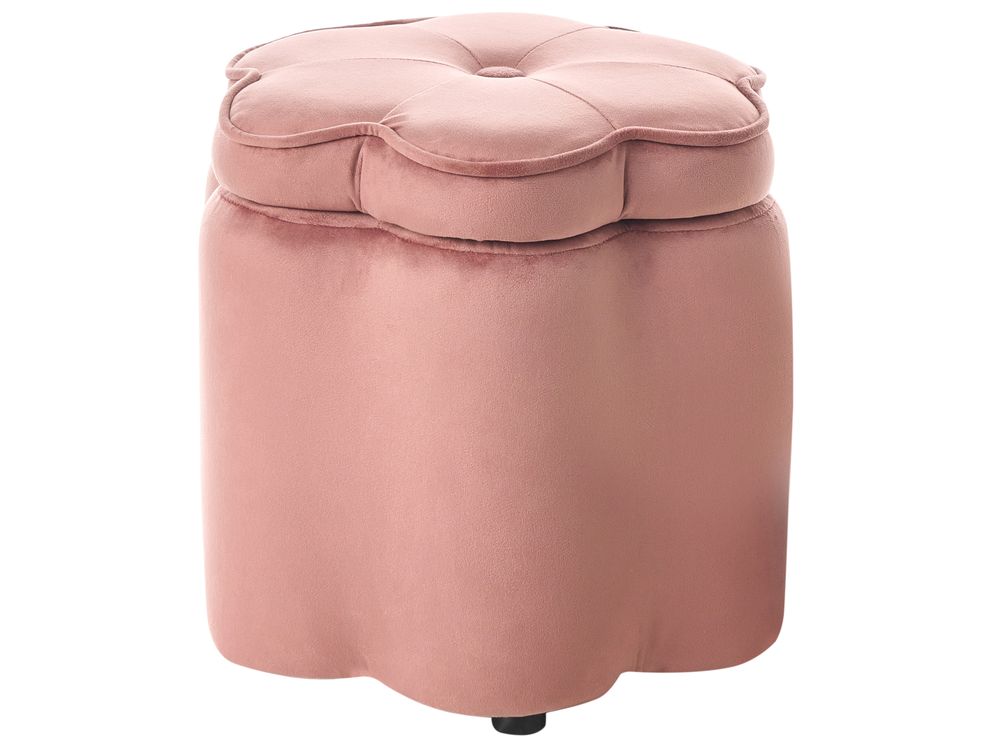 Pouf cu depozitare pentru copii FLOWER Floare Catifea Roz
