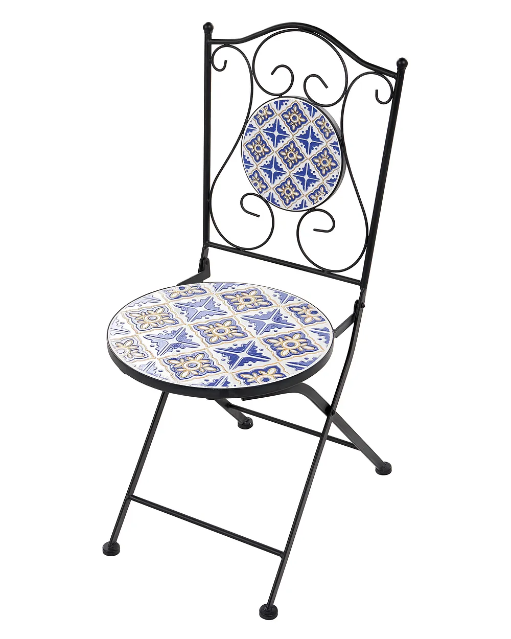 Set de 2 scaune de grădină SIPONTO Pliabil Metal Alb/Albastru_1155772