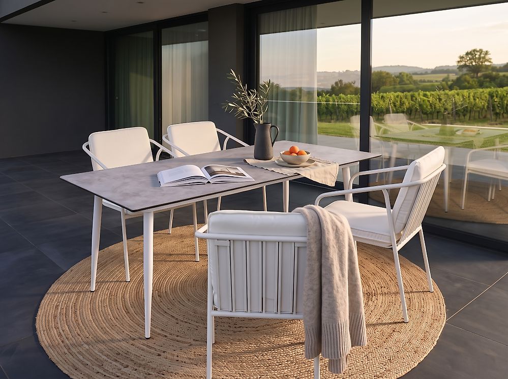 Garden Dining Table TOLENTINO 180 cm 90 cm Stone Effect Light Grey