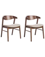 Set of 2 Dining Chairs LILLY Fabric Brown/ Beige_949306
