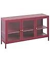 Glass Display Sideboard NEWPORT 115 cm Metal Dark Red