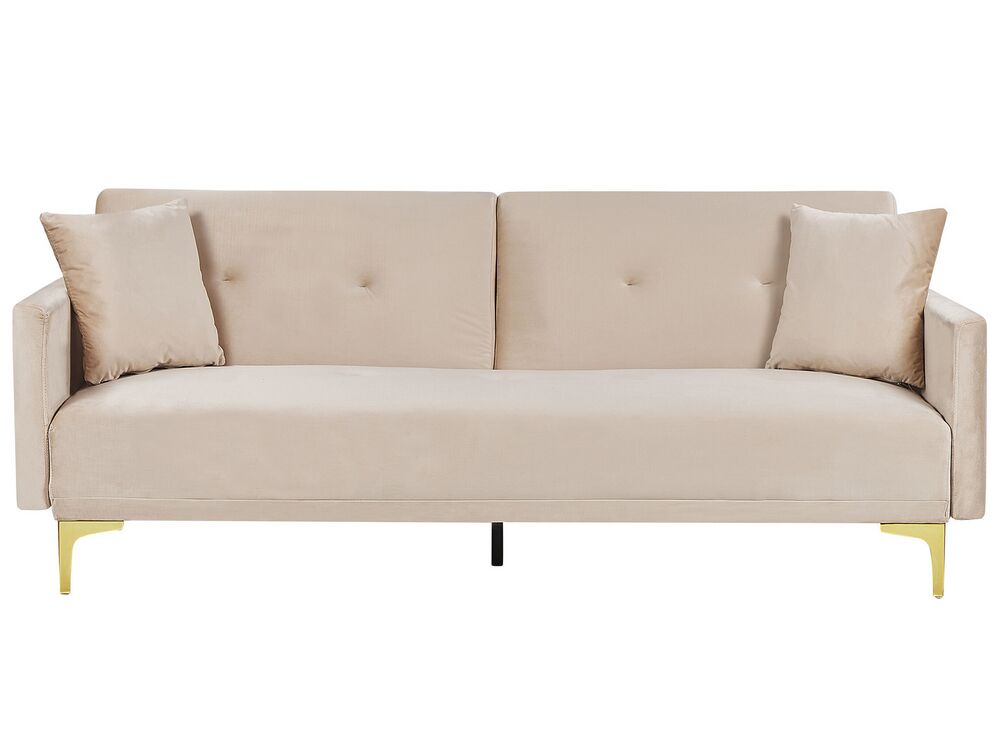Slaapbank 3-zits LUCAN Fluweel Beige