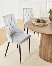 Set of 2 Dining Chairs AVENIR Velvet Light Grey_995801