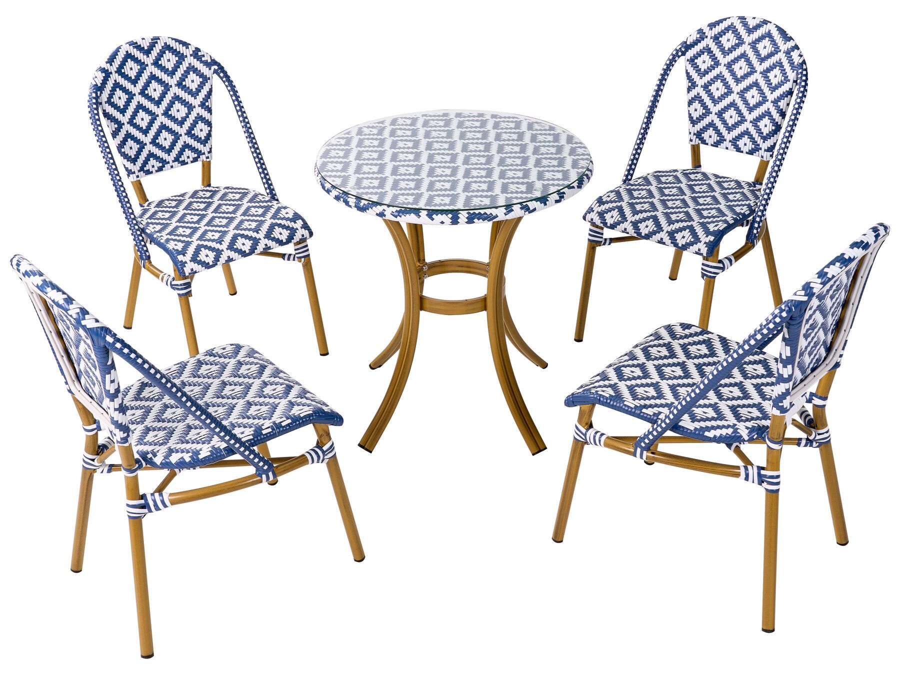 Gartenmöbel Set Rattan blau / weiss 4-Sitzer RIFREDDO_798839