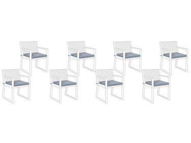 Conjunto de 8 cojines de poliéster azul/gris claro para silla de jardín SASSARI