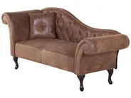 Left-Hand Chaise Longue LATTES Faux Suede Light Brown_738769