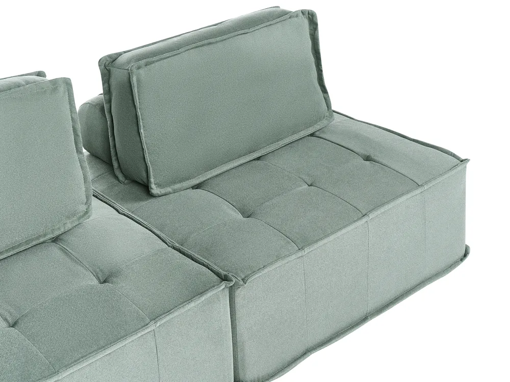 Modular Corner Sofa 5 Seater TIBRO Fabric Light Green Left Hand_1057823