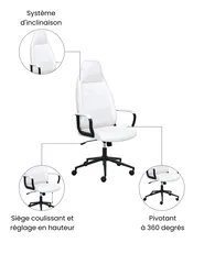 Chaise de bureau REBEL Tissu Blanc cassé_1059695