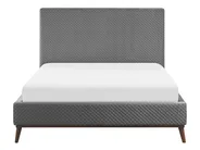 Bett mit Lattenrost Samtstoff BAYONNE 140 x 200 cm Hellgrau_770899