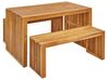 Zestaw ogrodowy akacjowy stół i ławki jasne drewno BELLANO_922078