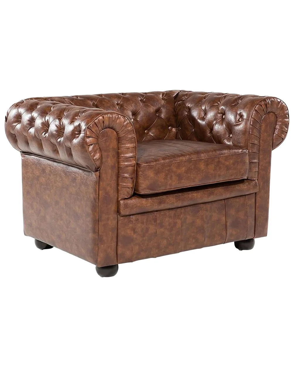Fotel CHESTERFIELD Ekoskóra Złoty brąz