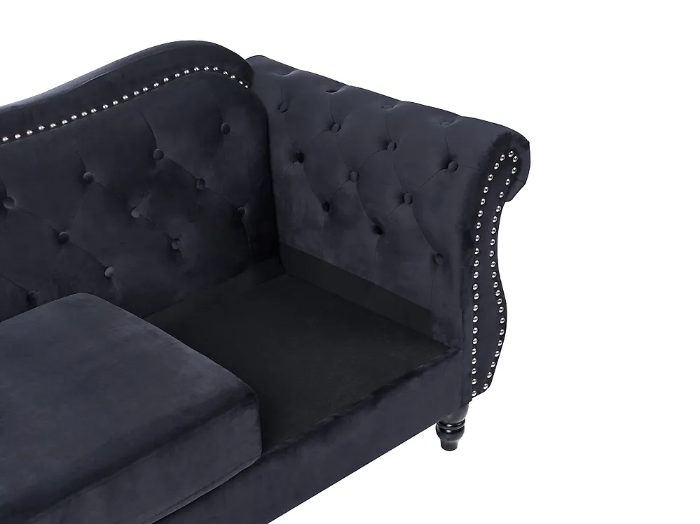 Sofa dla 3 osób SKIEN Welur Czarny_1170591