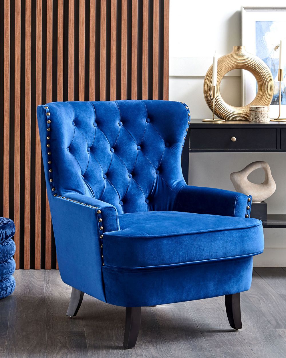 Armchair VIBORG II Velvet Navy Blue Beliani.es