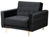 Conjunto de sofás reclináveis com 5 lugares em veludo preto ABERDEEN_857392