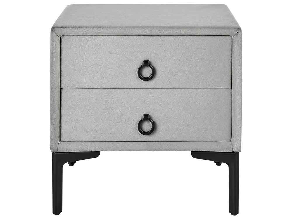 Bedroom Set SEZANNE Velvet Light Grey 140 x 200 cm (EU Double)_800144