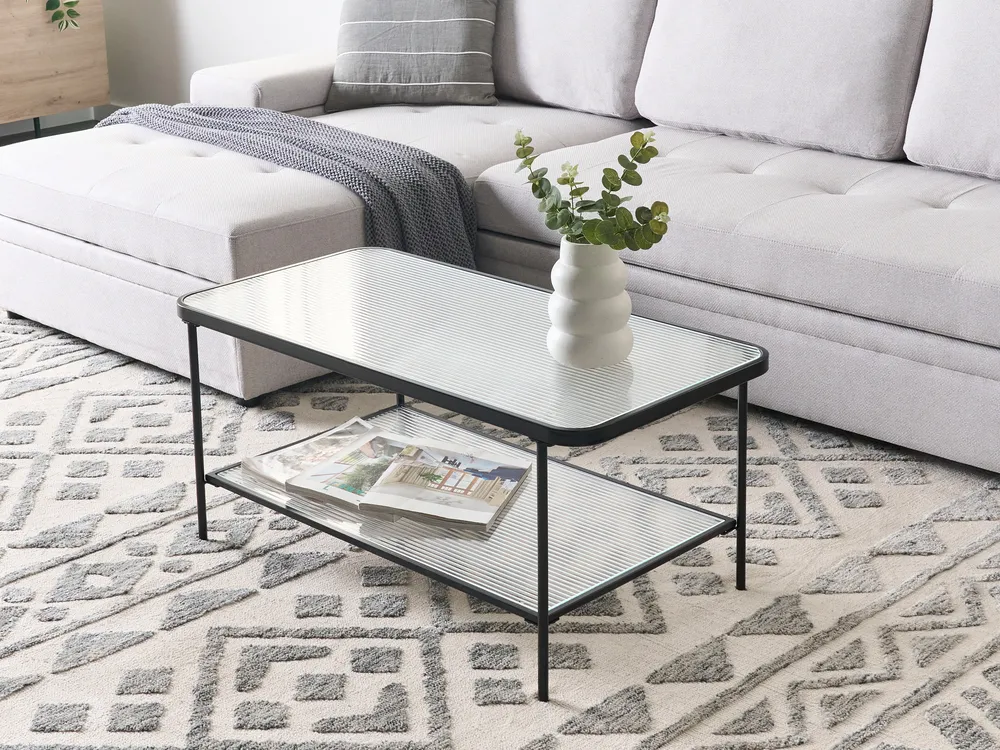 Coffee Table BLAIR Tempered Glass Black_950233
