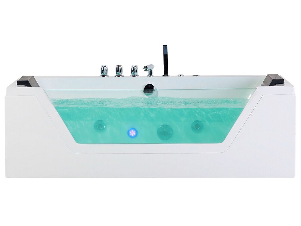 Whirlpool Badewanne Eckmodell mit LED SAMANA 153 x 71 cm Weiss