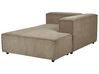 Left Hand 2 Seater Modular Jumbo Cord Corner Sofa with Ottoman Brown APRICA_874775