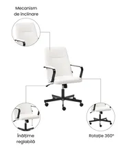 Scaun ergonomic CAROGA Boucle Alb_1059671