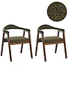 Set of 2 Dining Chairs ONECO Wood Brown/ Green