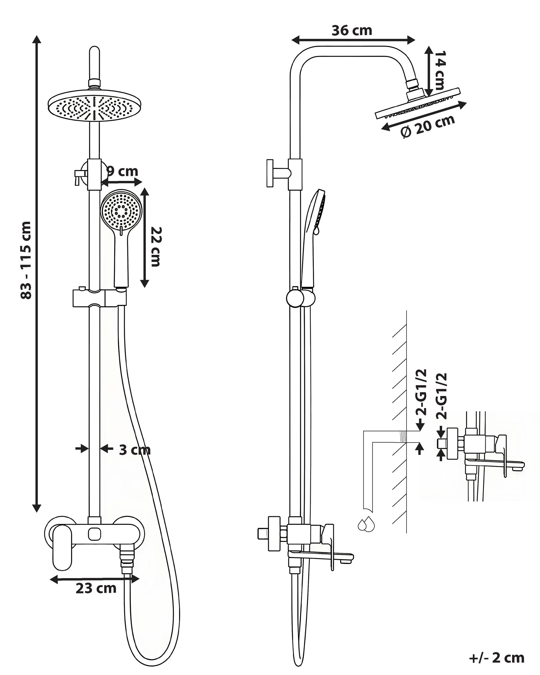Mixer Shower Set with Rainshower GURARA Gold_786385