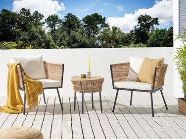 PE Rattan Bistro Set Natural with White GARGANO