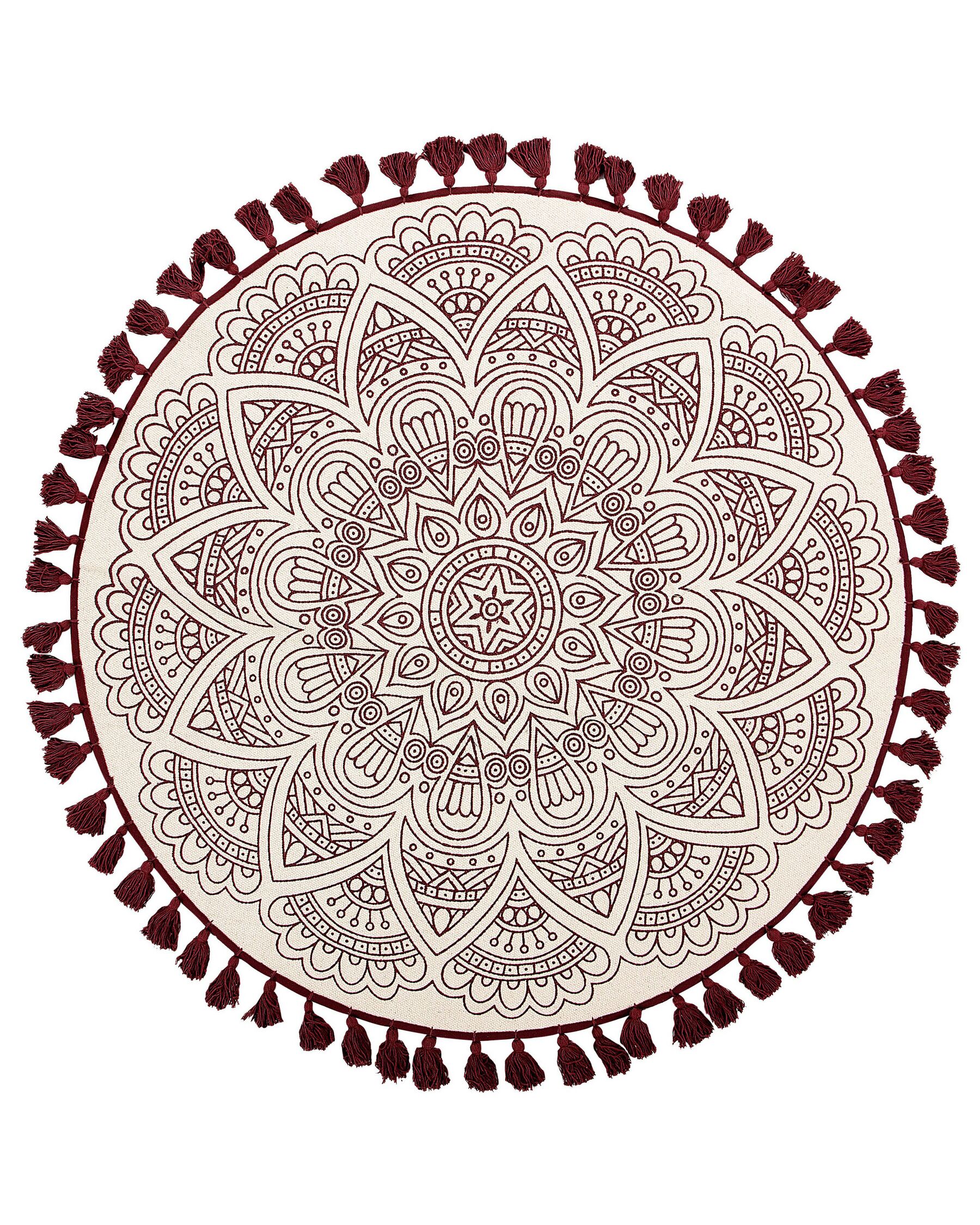 Teppich Baumwolle creme / rot ø 120 cm Mandala-Muster Kurzflor AYAKLI_756562
