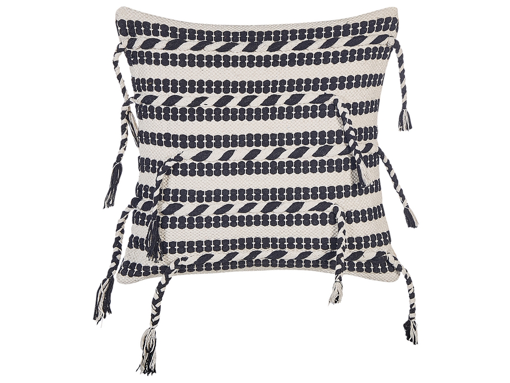 Cotton Cushion Striped Pattern 45 x 45 cm Black and White ENDIVE Beliani