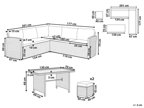 Set 5 Pezzi Bar Da Giardino In Rattan - Tavolo E Sgabelli Con Cuscini Marrone - Foto 5