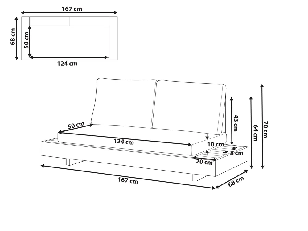 Divano da giardino 2 posti MARETTIMO Legno di acacia certificato Beige_1154069