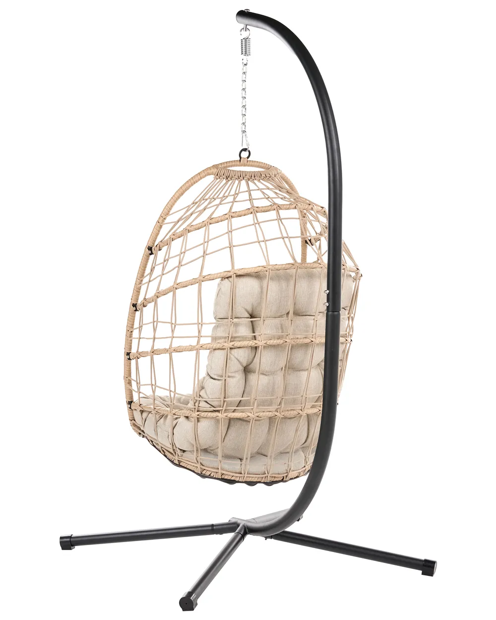 Hanging Chair with Stand MORNESE Metal Natural_1146566