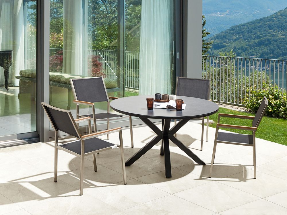 Set da pranzo da giardino 4 posti MALETTO/GROSSETO Metallo Effetto marmo Grigio