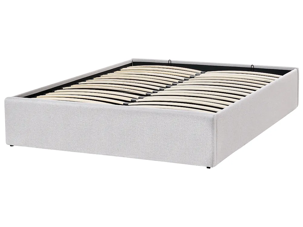 Bett mit Stauraum ohne Kopfteil DINAN Stoff Hellgrau 120 x 200 cm_1188186