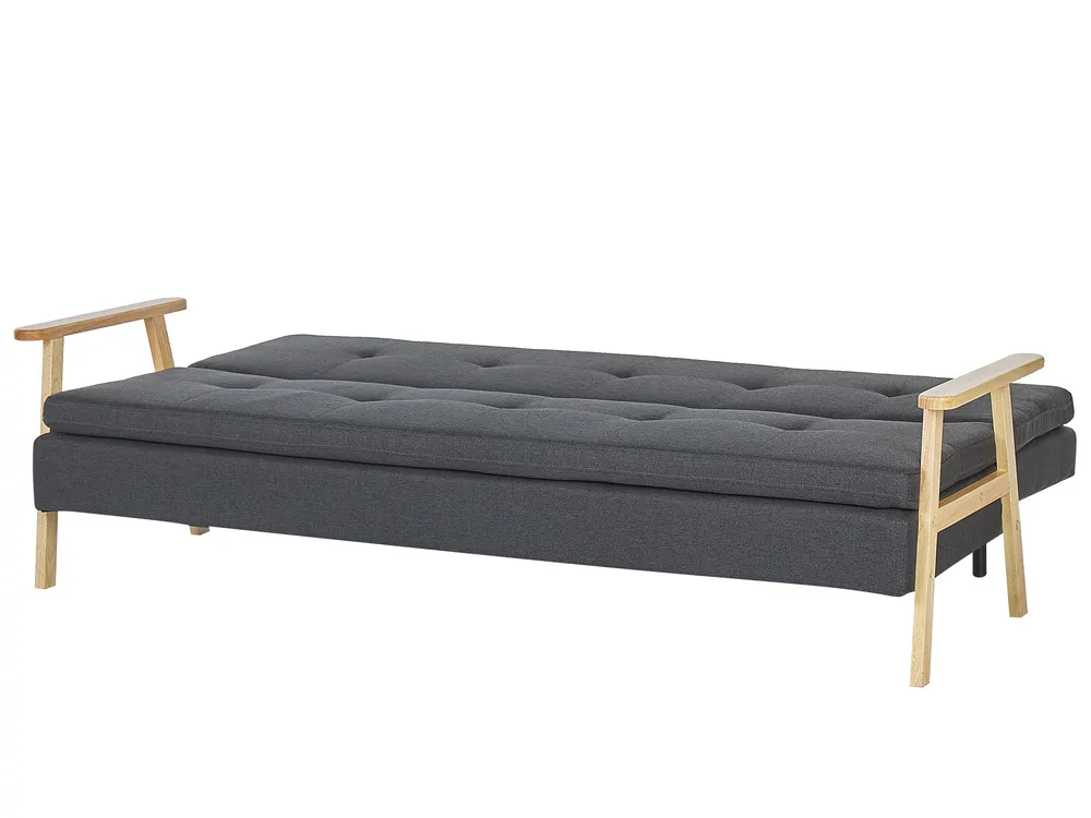 Sofa Bed 3 Seater TJORN Fabric Dark Grey_813487