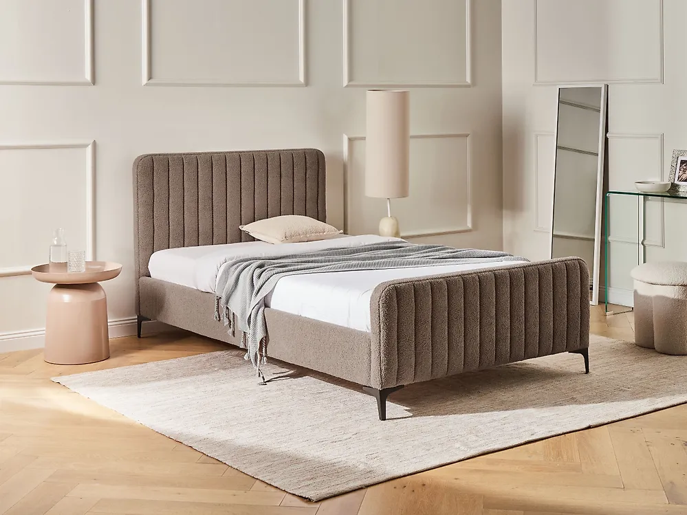 Bed Boucle LUNAN 120 x 200 cm (EU Small Double) Taupe_1184138