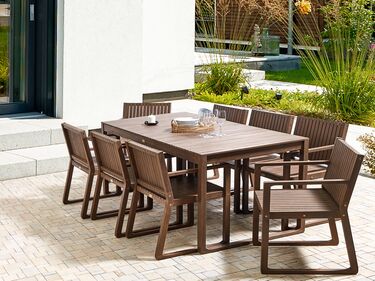 8 Seater Acacia Wood Garden Dining Set Dark SASSARI