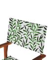 Lot de 2 chaises de jardin bois sombre et crème à motif feuilles CINE_819143