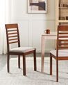 Set of 2 Wooden Dining Chairs Dark Wood and Taupe ORTLEY_926597