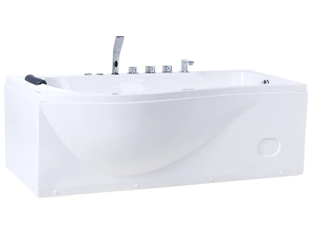Wanna narożna z hydromasażem LED POZUELOS 170 x 90 cm Biały_1033635