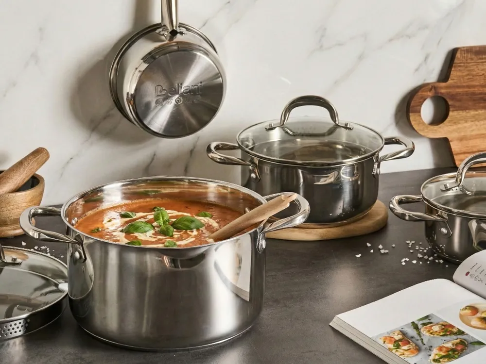 RIOVARM Acciaio inossidabile Set di pentole e padelle Induzione con manici staccabili, Ceramica Antiaderente Impilabile Set di pentole con coperchi, Adatto ai forni, Lavabile in lavastoviglie