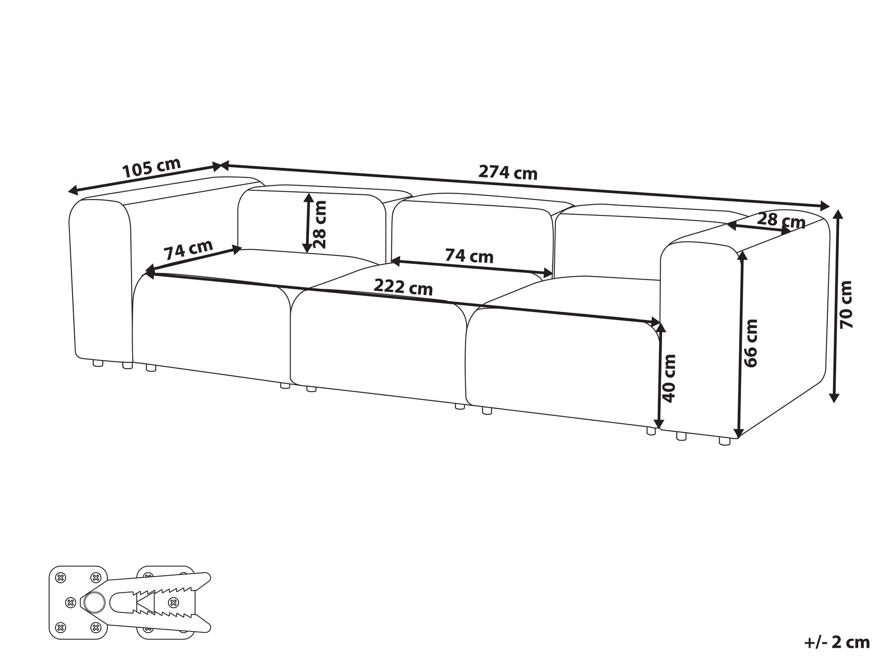 3 Seater Modular Corduroy Sofa Grey FALSTERBO_916232 3 Seater Modular Corduroy Sofa Grey FALSTERBO_916232