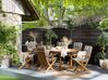 Zestaw ogrodowy drewniany stół i 8 krzeseł z poduszkami niebiesko-beżowymi MAUI_743956